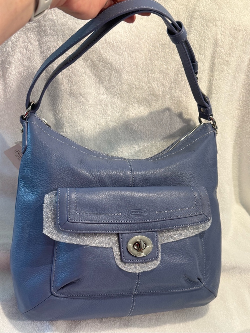 Coach Leather Shoulder Bag in Dusty Blue